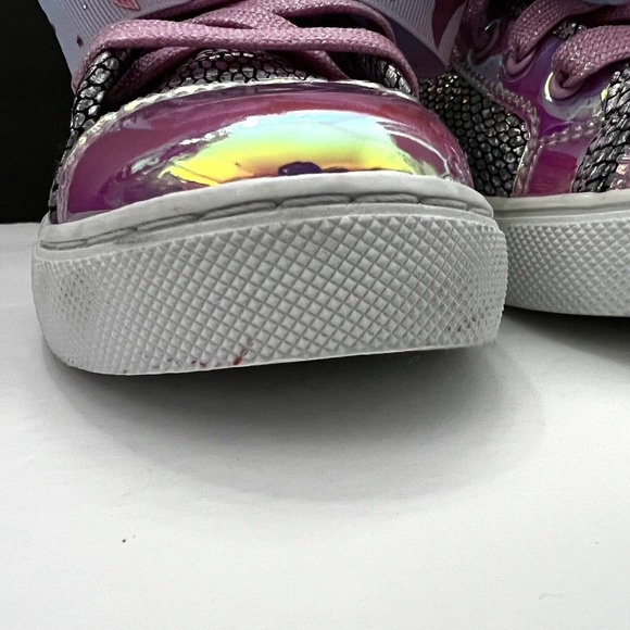 JoJo Siwa Purple Iridescent Mermaid Bow Lace Up Shoes High Top Sneakers Girl 2 - Picture 3 of 12